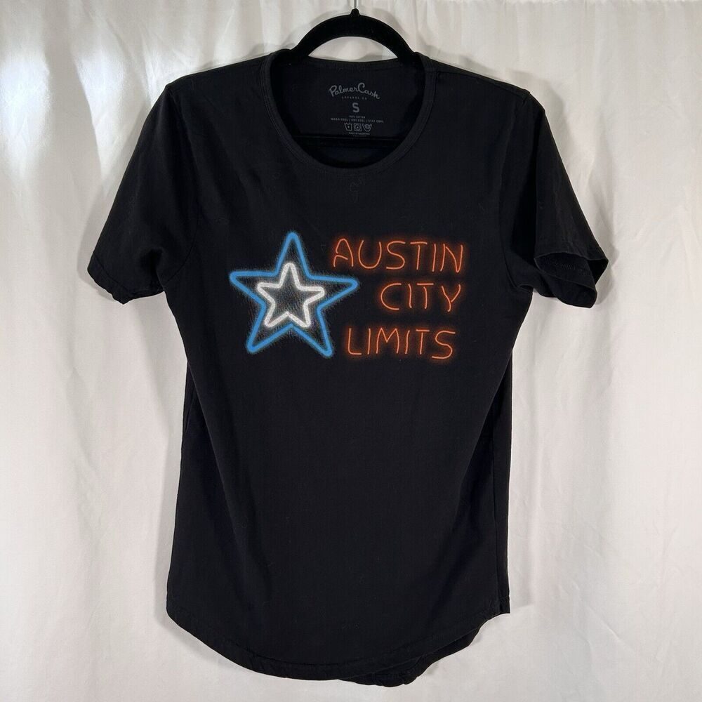 Austin City Limits Shirt Womens Small Black Star Graphic Print Short Sleeve Crew